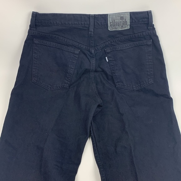Vintage Levi's Silver Tab Relaxed Loose Black tapered Jeans Size Medium 13/14 - Picture 2 of 16